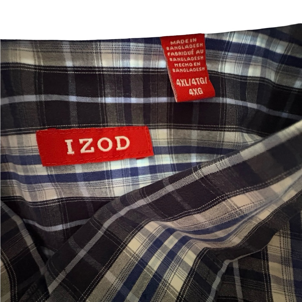 Izod Black and White Plaid Button-Down Shirt